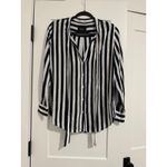 Rails $198  Collette Tie Neck Button Down Shirt - Navy Stripe - Medium Photo 1