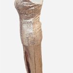 B. Smart Formal Maxi Dress Sequined Rose Gold Sz 3/4 Glam Wedding Sexy Cocktail HoCo Prom Photo 2