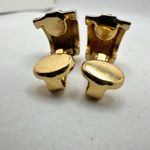 Christian Dior  Gold‎ Tone Rhinestone Small Half Hoop Clip On Earrings Vintage Photo 4