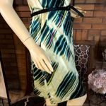 The Limited  GREEN, PURPLE AND BLUE PRINT STRAPLESS SILK DRESS WITH BELT NWT (12) Photo 7
