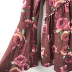 Anthropologie Altar’d State Floral Print Bell Sleeve Tie Up Lace Back Babydoll Blouse Top Photo 4