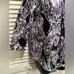 Dana Buchman Paisley Purple/Black/White Chiffon 3/4 Sleeve Blouse Size PS Photo 3