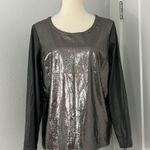 Alberto Makali Small Silver Metallic Long Sleeve Top Photo 1