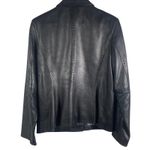 Q.U.E Genuine Lambskin Leather Blazer Jacket Black Size L Lined Button Front Size L Photo 9
