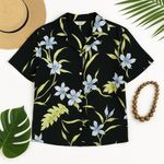 Tommy Bahama Silk Linen Floral Camp Shirt Black Blue Green Size S 4 Hawaiian EUC Photo 0