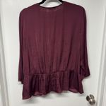 1. State  Wine Red Womens Drop Waist Surplice Faux Wrap Blouse Top Size XXL 2XL Photo 1