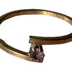 Vintage Dainty Avon Gold Tone Pink Solitaire Birthday Gemstone Ring Size 8.25 Photo 0