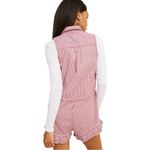 Anthropologie NWT Anthro Pilcro Sleeveless Denim Drawstring Romper Red Railroad Stripes Small Photo 2