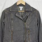 Ann Taylor Denim Motorcycle Style Jacket Size 4 Photo 6