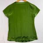 Banana Republic Vintage  S Silk Cap Sleeve Top Green Pleated Front‎ Satin Mod Y2K Photo 3