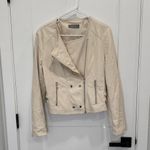 Bagatelle  Cream Leather Jacket with Silver Accents Photo 3