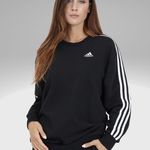 Adidas PERFORMANCE 3Stripes black women's crewneck sweatshirt Photo 1