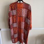 Boho Kimono Cardigan Women’s Large Rust Orange Patchwork Sheer Lightweight Layer Photo 1