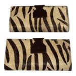 Lot Of 2 Real Handmade Animal Print Fur Leather Loop Closure Wallet/Hand Clutch Photo 1