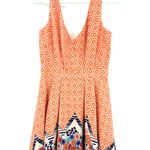 Ark & Co. size small sleeveless dress orange white geometric print v neck & back Photo 0