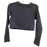 OFFLINE by Aerie Ribbed Cropped Long Sleeve Workout Top L Charcoal Grey Gray Size L Photo 0
