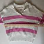 Jessica Simpson  Pink Striped Sweater Sz M V-Neck Pullover Country‎ Club Preppy Photo 8