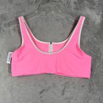 Old Navy Zip Front Swim Top Hot Pink White Trim Casual Poolside Vacation Size XL Photo 2