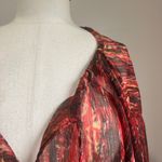 Arden B Y2K Clubwear Sheer Tie Front Top Abstract Print Long Sleeve NWT Size L Photo 7