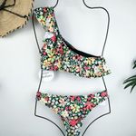 Lost + Wander  Lush Adventure One Shoulder Ruffle Top & High Waisted Bikini Set Photo 3