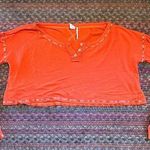 Urban Outfitters  ORANGE WAFFLE KNIT HENLEY LONG SLEEVE CROP TOP Photo 0