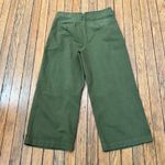 Maeve Anthropologie Cropped Wide Leg Pleated Olive Green Pants Size 8 Photo 5