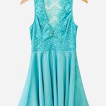 Keepsake Lace Back Deep Neckline Turquoise Dress Photo 1