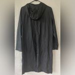 Oak + Fort black water resistant rain/trench coat, hood, pockets; size L Size L Photo 2