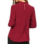 Allegra K Stand Collar Long Sleeve Chiffon Burgundy Blouse, Size L, New with Tag Photo 4
