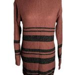 Love Change Mock Neck Sweater Dress M Maroon Knit Long Sleeve Metallic Stripe Red Size M Photo 0