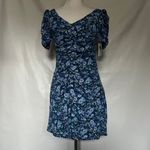 B Darlin B.DARLIN Fit n Flare Dark Floral Dress Sz 5 Blue Ruching Fairy Grunge Skater Photo 12