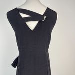 NWT Mint Velvet Beige / Peach Black Feather Pencil Midi TIE Dress US 12 UK 16 Photo 7