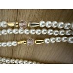 Pearls Necklace Triple Strand Pink Beads Clasp‎ Photo 3