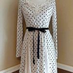 Ivory Lace & Black Polka Dot Asymmetric Hem Rockabilly ModCloth Dress by A’Reve White Size M Photo 0