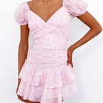 Hello Molly Cute Gaze Ruffle Tiered Mini Dress in Pink Floral Size 4 Small Photo 0