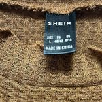 SheIn  Waffle Knit Brown Long Sleeve Mock Neck Crop Top Scalloped Hem Size Large Photo 3