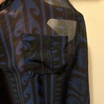 Farm Rio  semi sheer‎ pocket regatta tank blue/black pattern sz L(G) Photo 2