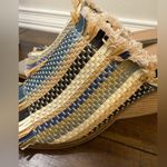 Lucky Brand  Blue and Tan Woven Wedges Sz 7.5 Photo 3