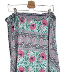 Fox in Gown Wrap‎ Skirt Midi Floral Print Teal Green Pink Size Medium Large Photo 5