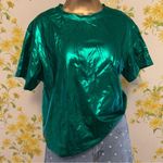 Boutique NWOT Metallic shiny short sleeve top size M Photo 12