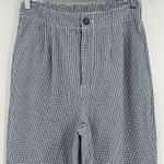 Free People  Kate Gingham Pants Navy White 100% Cotton Straight‎ Leg Size Medium Photo 3