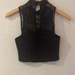 Fora Black Crop Top High Neck Lace Photo 1