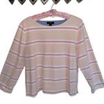 J.Crew Boatneck Track Stripe Pullover 100% Cotton Top Medium Peach/Pink Photo 0