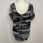 Nicole Miller  mesh blouse.  Size Large.  Gathered elastic waist band. Photo 2