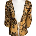 Pretty Good  Leopard Print Sheer Open Front Tie Beach Coverup Top - L Photo 2