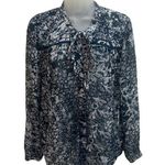 NYDJ  Navy Sheer Button Down Shirt Photo 0