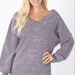 Zenana Women’s Lavender Balloon Sleeve Sweater Top Photo 0