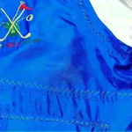 Vintage Mureli Silk Golf On The Green Graphic Bomber Jacket Medium Blue Photo 11