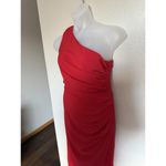 Dress the Population  Martine One Shoulder Dress Large Red Ruched Photo 1