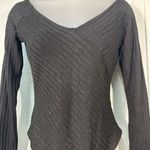 Bardot  Black V Neck Ribbed Long Sleeve Bodysuit Size Medium NWT Photo 3